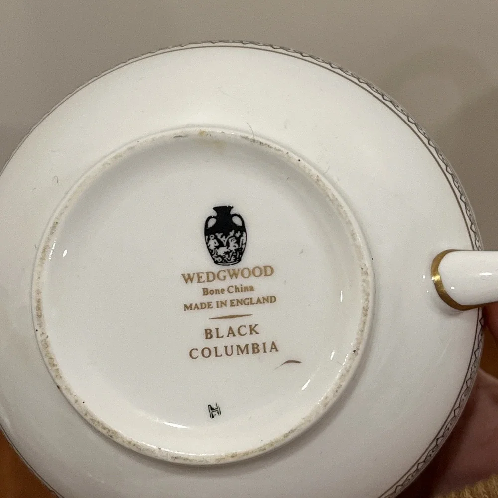 Wedgwood Black Columbia large coffee pot, Sugar, Creamer Set, Rare,‎ Excellent